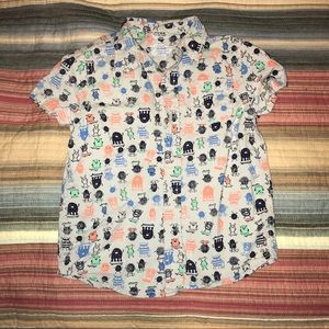 Boys Monster Button Down